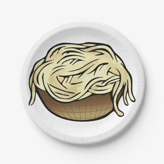 Bowl van Spaghetti Pasta Noodle Food Papieren Bordje (Voorkant)