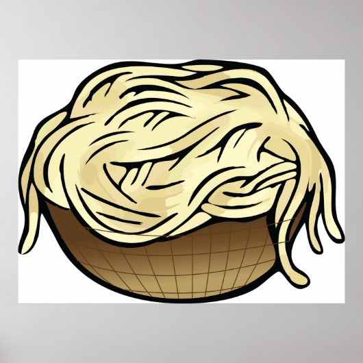 Bowl van Spaghetti Pasta Noodle Food Poster (Voorkant)