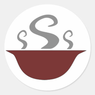 Bowl van stoomsoep-stickers ronde sticker