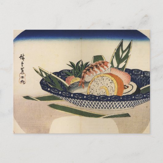 Bowl van Sushi, ongeveer 1800's Japan. Briefkaart (Voorkant)