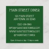 Bowl van Tomato Basil Soup Diner Italiaans restaur Vierkante Visitekaartje (Achterkant)