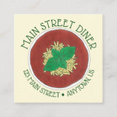 Bowl van Tomato Basil Soup Diner Italiaans restaur Vierkante Visitekaartje (Voorkant)