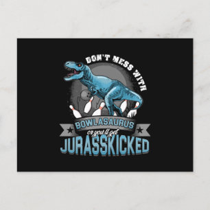 Bowlasaurus Dinosaur Bowling Strike Gift Briefkaart