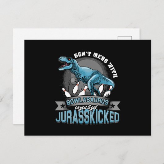 Bowlasaurus Dinosaur Bowling Strike Gift Briefkaart (Voorkant / Achterkant)