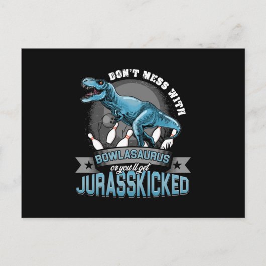 Bowlasaurus Dinosaur Bowling Strike Gift Briefkaart (Voorkant)