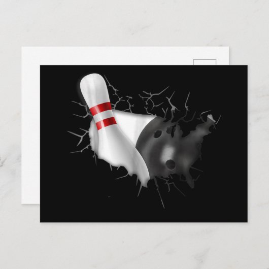 Bowlen in mij sporthart coole bowler kunstschets uitnodiging briefkaart (Voorkant / Achterkant)