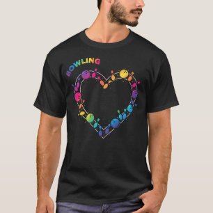 Bowlen voor vrouwen Retro Bowling Liefde Regenboog T-shirt