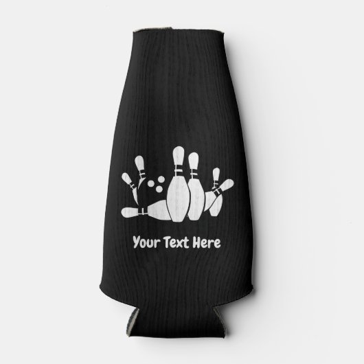 Bowler Bowling Ball Pins Aangepast Flesjeskoeler (Voorkant)