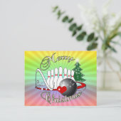 BOWLER/BOWLING MERRY CHRISTMAS FEESTDAGENKAART (Staand voorkant)