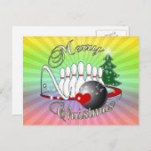 BOWLER/BOWLING MERRY CHRISTMAS FEESTDAGENKAART (Voorkant / Achterkant)