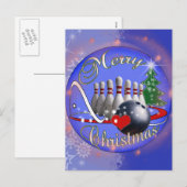 BOWLER/BOWLING MERRY CHRISTMAS FEESTDAGENKAART (Voorkant / Achterkant)