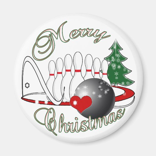 BOWLER/BOWLING MERRY CHRISTMAS MAGNEET (Voorkant)
