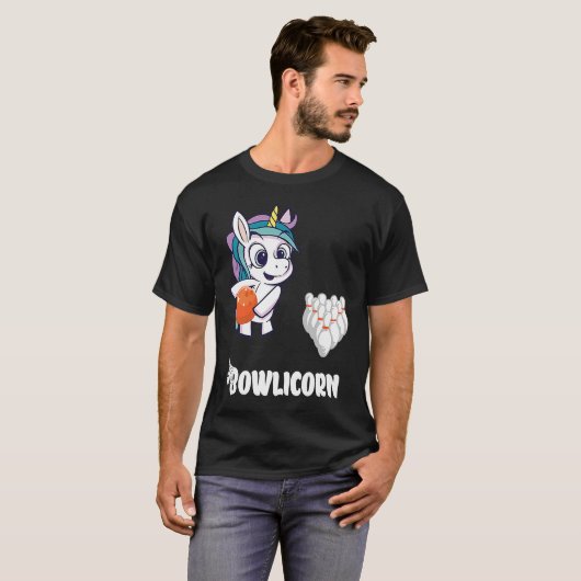 Bowler Bowling Unicorn Strike Bowling Pin Bowling T-shirt (Voorkant volledig)