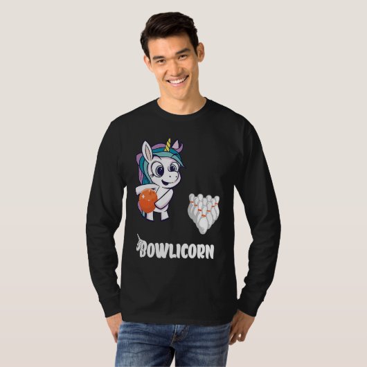 Bowler Bowling Unicorn Strike Bowling Pin Bowling  T-shirt (Voorkant volledig)