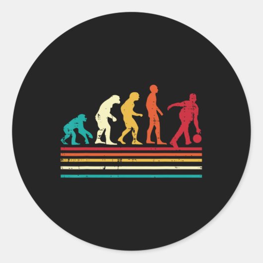 Bowler Evolution Retro Bowling Team Mannen Vrouwen Ronde Sticker (Voorkant)