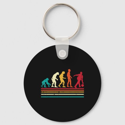 Bowler Evolution Retro Bowling Team Mannen Vrouwen Sleutelhanger (Voorkant)