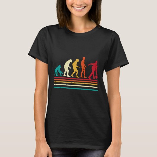 Bowler Evolution Retro Bowling Team Mannen Vrouwen T-shirt (Voorkant)
