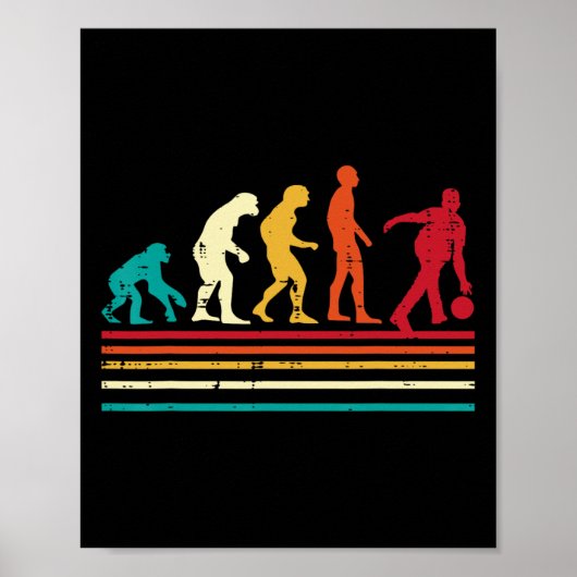 Bowler Evolution Retro Bowling Team Men Women Kids Poster (Voorkant)