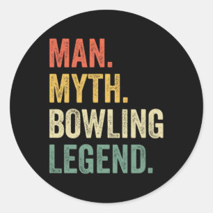 Bowler Grappige Man Mythe Bowling Team Legende Vin Ronde Sticker