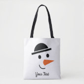 Bowler-hatted Snowman Face Design Canvas tas (Voorkant)