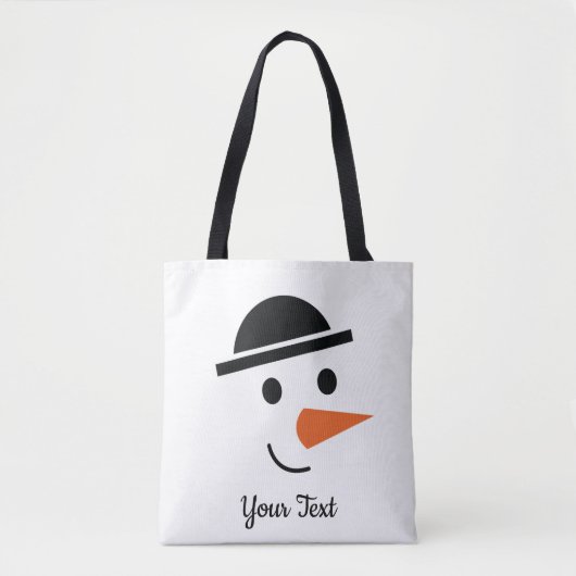 Bowler-hatted Snowman Face Design Canvas tas (Voorkant)