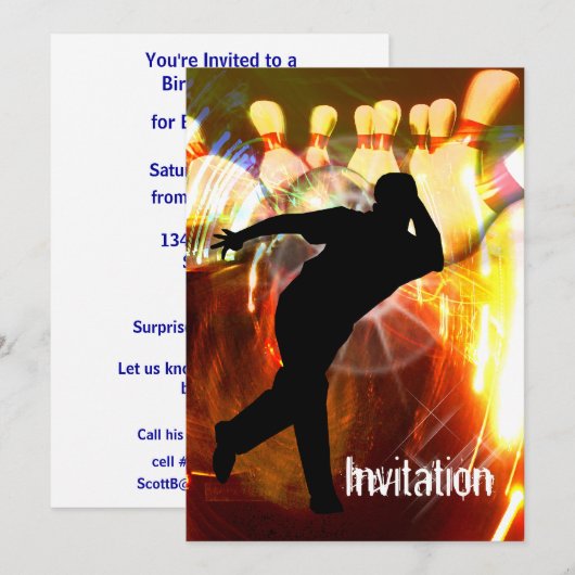 Bowler met een Strike Explosion Invite Kaart (Voorkant / Achterkant)