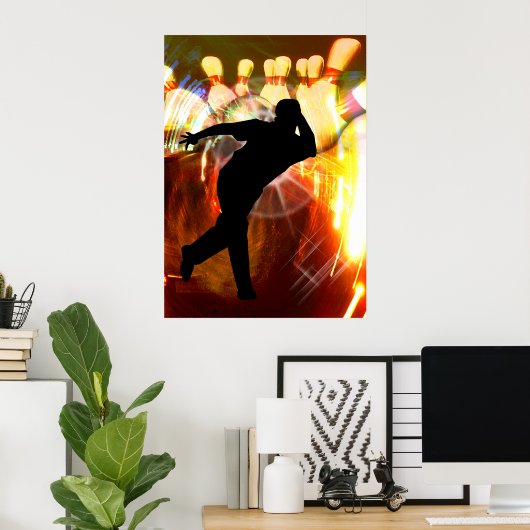 Bowler met Strike Explosion Poster (Thuiskantoor)