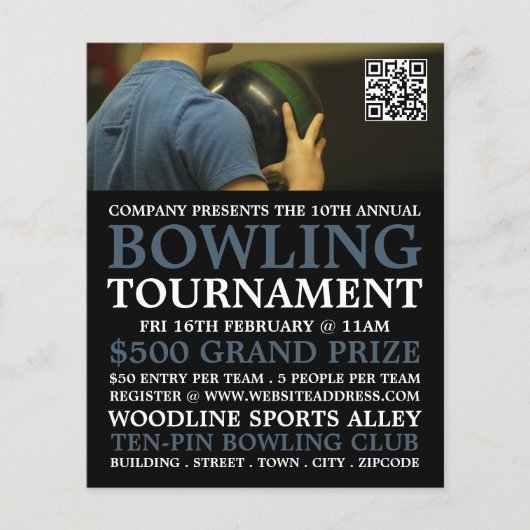 Bowler Portret, Ten-Pin Bowling Tournament Flyer (Voorkant)