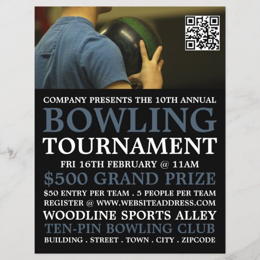 Bowler Portret, Ten-Pin Bowling Tournament Flyer (Voorkant)