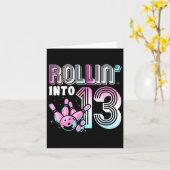 Bowler Rollin' Into 13 Bowling 13th Birthday Kinde Kaart (Gele Bloem)