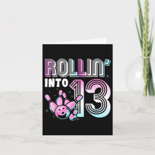 Bowler Rollin' Into 13 Bowling 13th Birthday Kinde Kaart