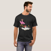 Bowler Strike Bowling Team Bowling Pins Flamingo B T-shirt (Voorkant volledig)