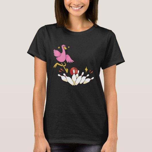 Bowler Strike Bowling Team Bowling Pins Flamingo B T-shirt (Voorkant)