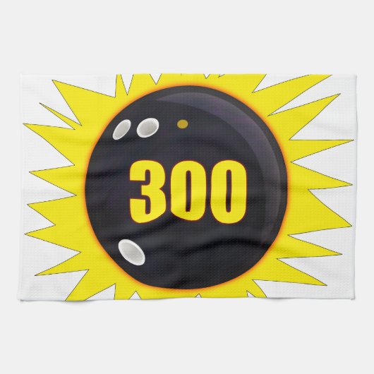 Bowler's 300 perfecte game, Bowling Ball grafische Theedoek (Horizontaal)