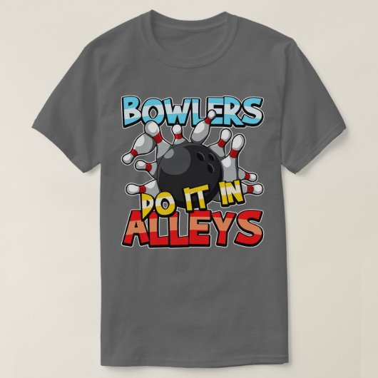 Bowlers doen het in het alledaagse Bowling Team Gi T-shirt (Design voorkant)