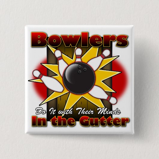 Bowlers doen het vierkante button 5,1 cm (Voorkant)