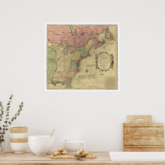Bowles Map of America 1784 Poster (Keuken)