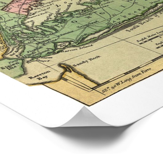 Bowle's Map of New England 1784 Poster (Hoek)