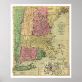Bowle's Map of New England 1784 Poster (Voorkant)