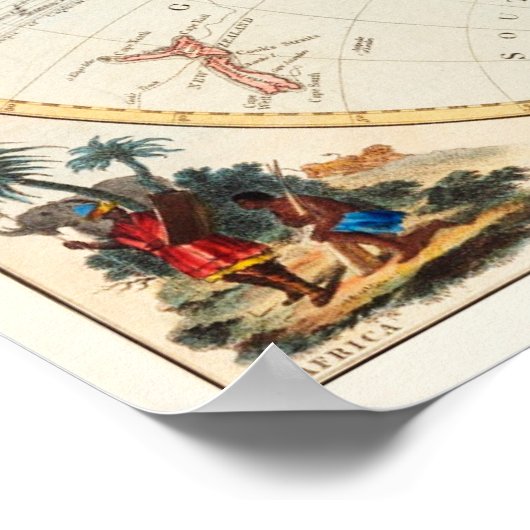  Bowles Pocket Map van de wereld Poster (Hoek)