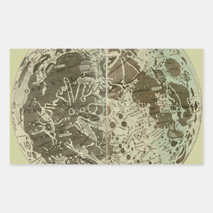 Bowles' Selenography of a Map of the Moon - 1780 Rechthoekige Sticker