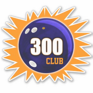 Bowling 300 Club, Blauwe Bowling Bal & Oranje Viny Sticker