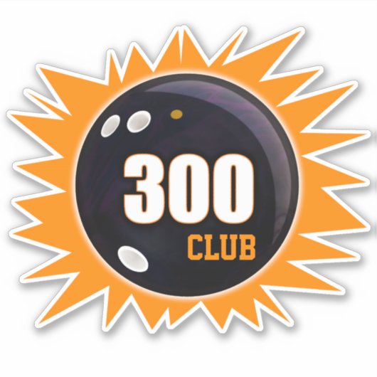 Bowling 300 Club, Bowling Ball & Sinaasappel, Viny Sticker (Voorkant)