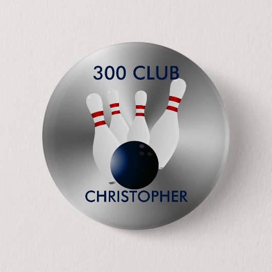 Bowling 300 Club Gepersonaliseerd Ronde Button 5,7 Cm (Voorkant)