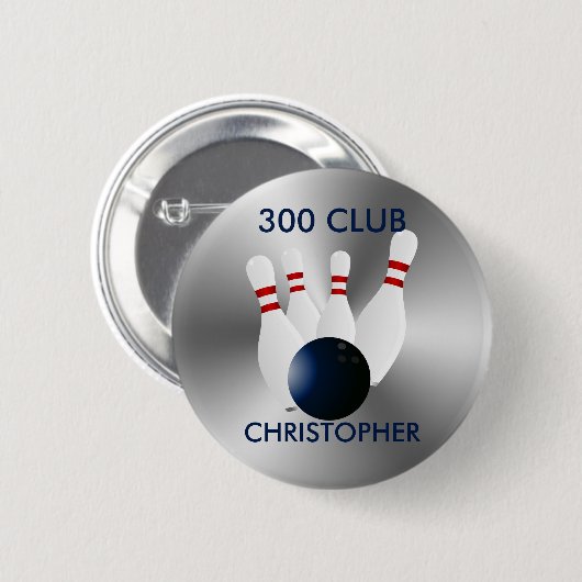 Bowling 300 Club Gepersonaliseerd Ronde Button 5,7 Cm (Voorkant /achterkant)