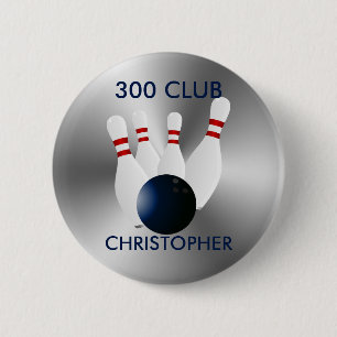 Bowling 300 Club Gepersonaliseerd Ronde Button 5,7 Cm