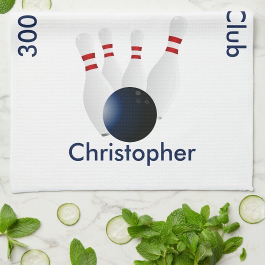 Bowling 300 Club Gepersonaliseerd Theedoek (Gevouwen)