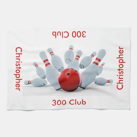 Bowling 300 Club Gepersonaliseerd Theedoek (Horizontaal)
