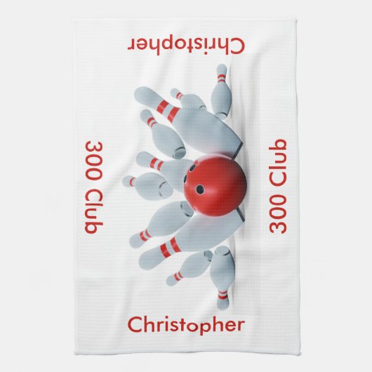 Bowling 300 Club Gepersonaliseerd Theedoek (Verticaal)