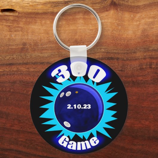 Bowling 300-game Blues Aluminium Sleutelhanger (Voorkant)